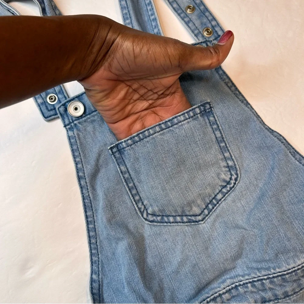 The Children's Place Girl’s Blue Denim Jeans Romper Overalls Sleeveless Size 10